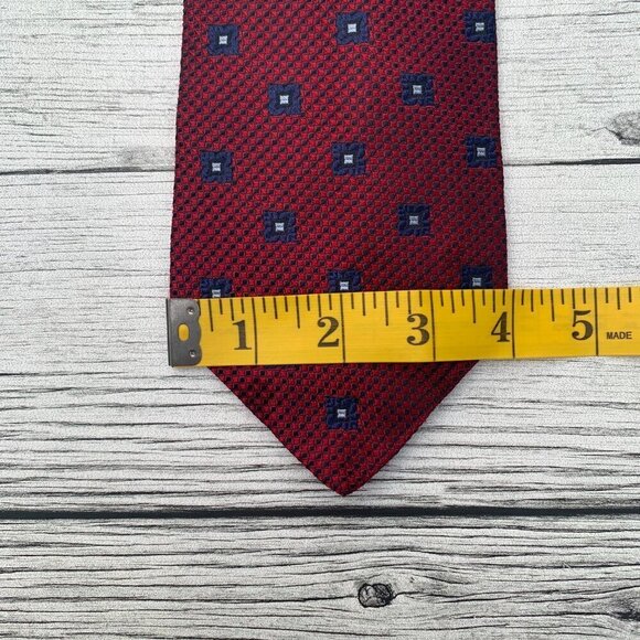 Vintage Aquascutum of London Geometric Print Silk Tie - Picture 6 of 7